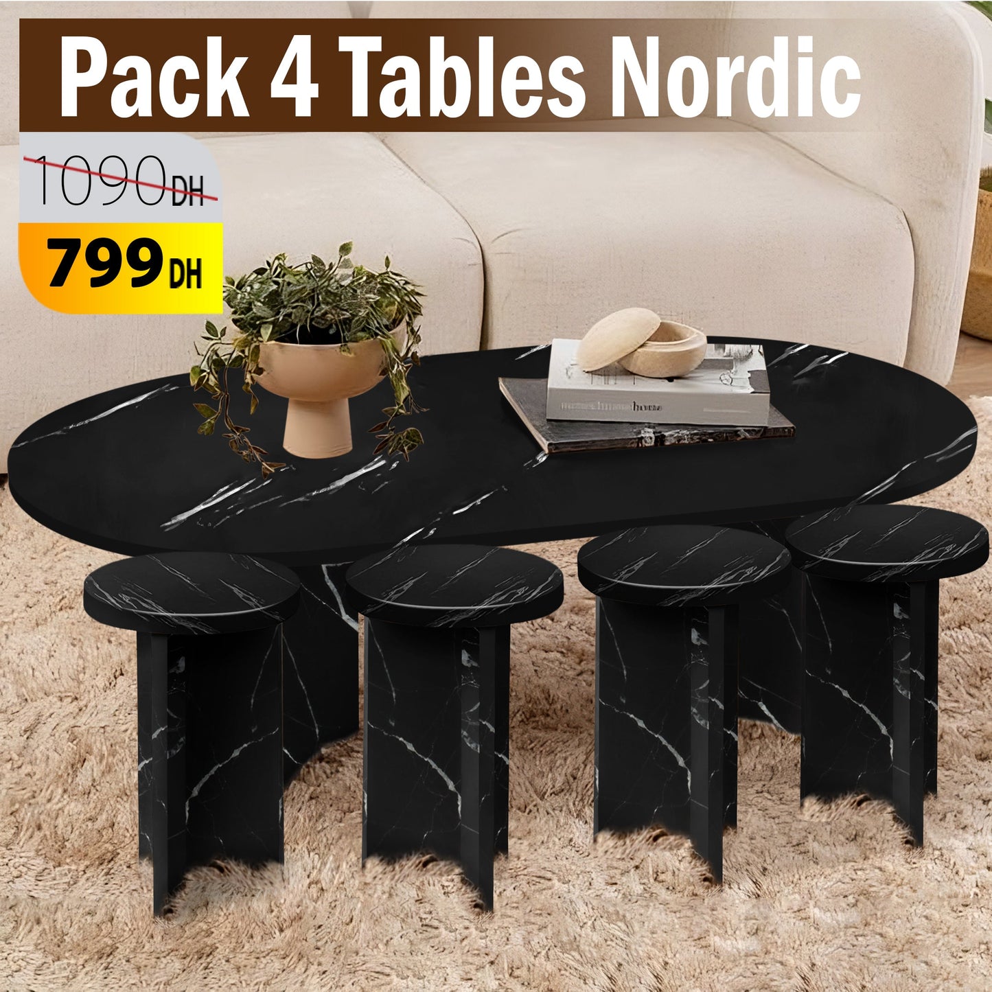 Pack Table Nordic + 4 table appoint
