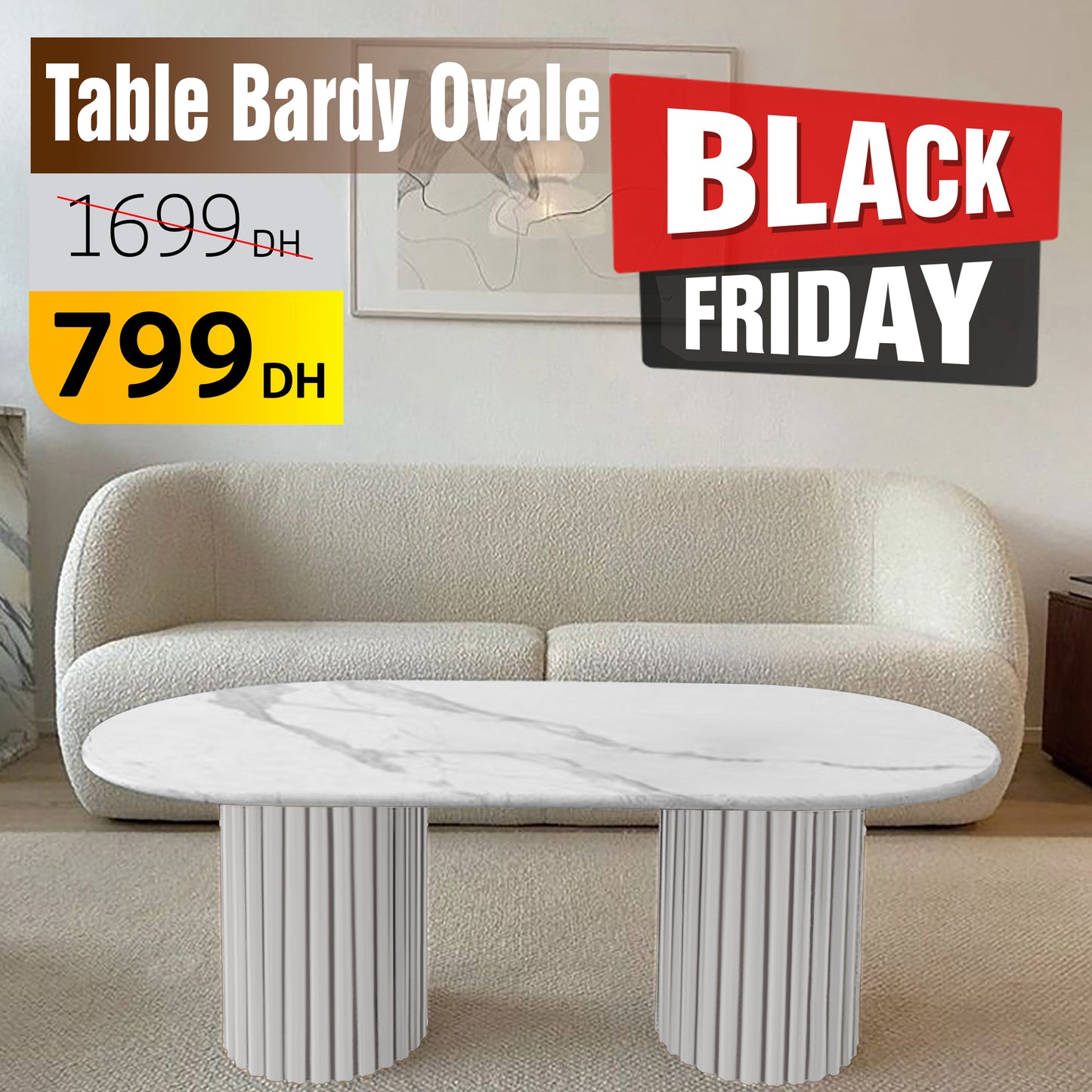Table Bardy Ovale effet marbre