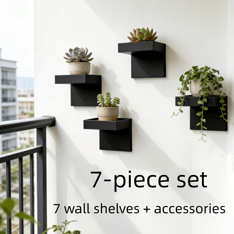 Étagères Murales Noires – Set de 7 Pièces