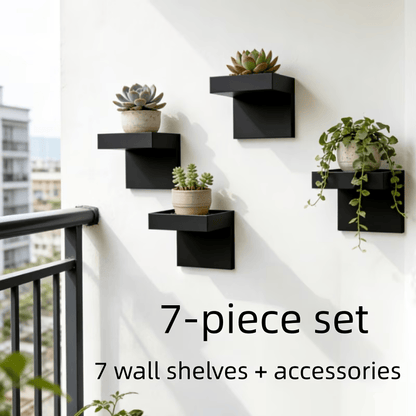 Étagères Murales Noires – Set de 7 Pièces