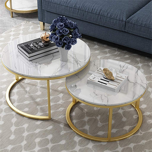 Tables gigones rond 70/50  effet marbre