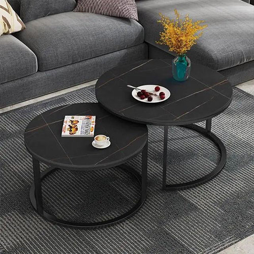 Tables gigones rond 70/50  effet marbre