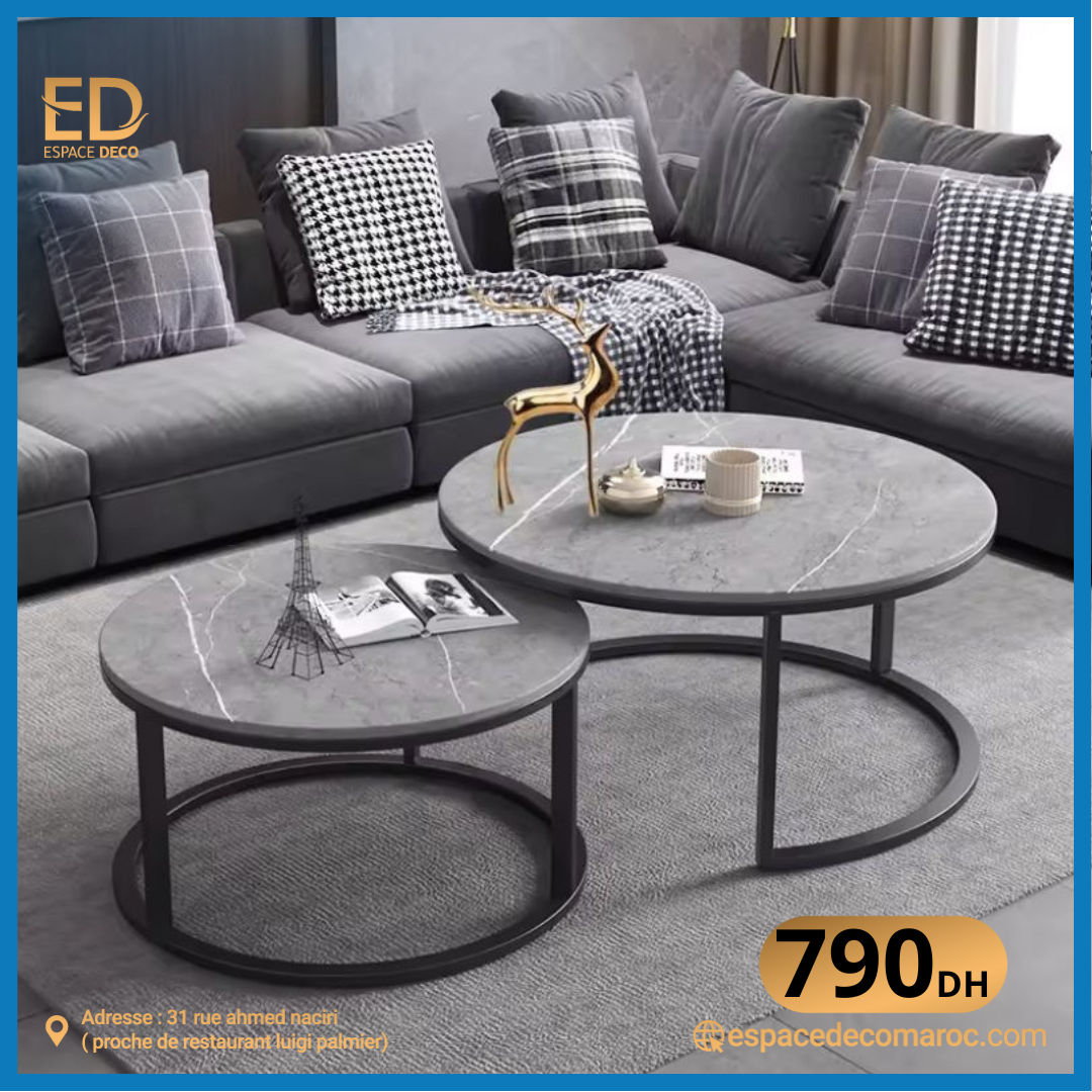 Tables gigones Rond 70/50 effet marbre