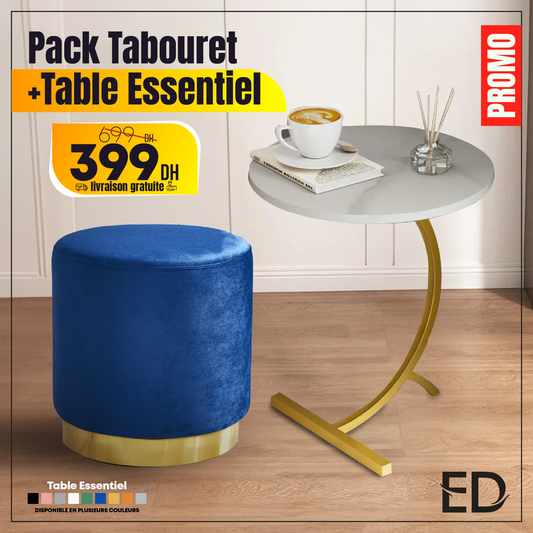 Pack  tabouret européen + Table en C