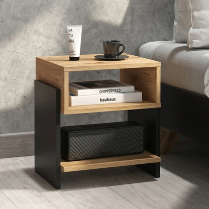 Table de Chevet Moderne en MDF Bois & Métal