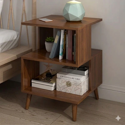 Table de Chevet Moderne en Bois avec Étagères