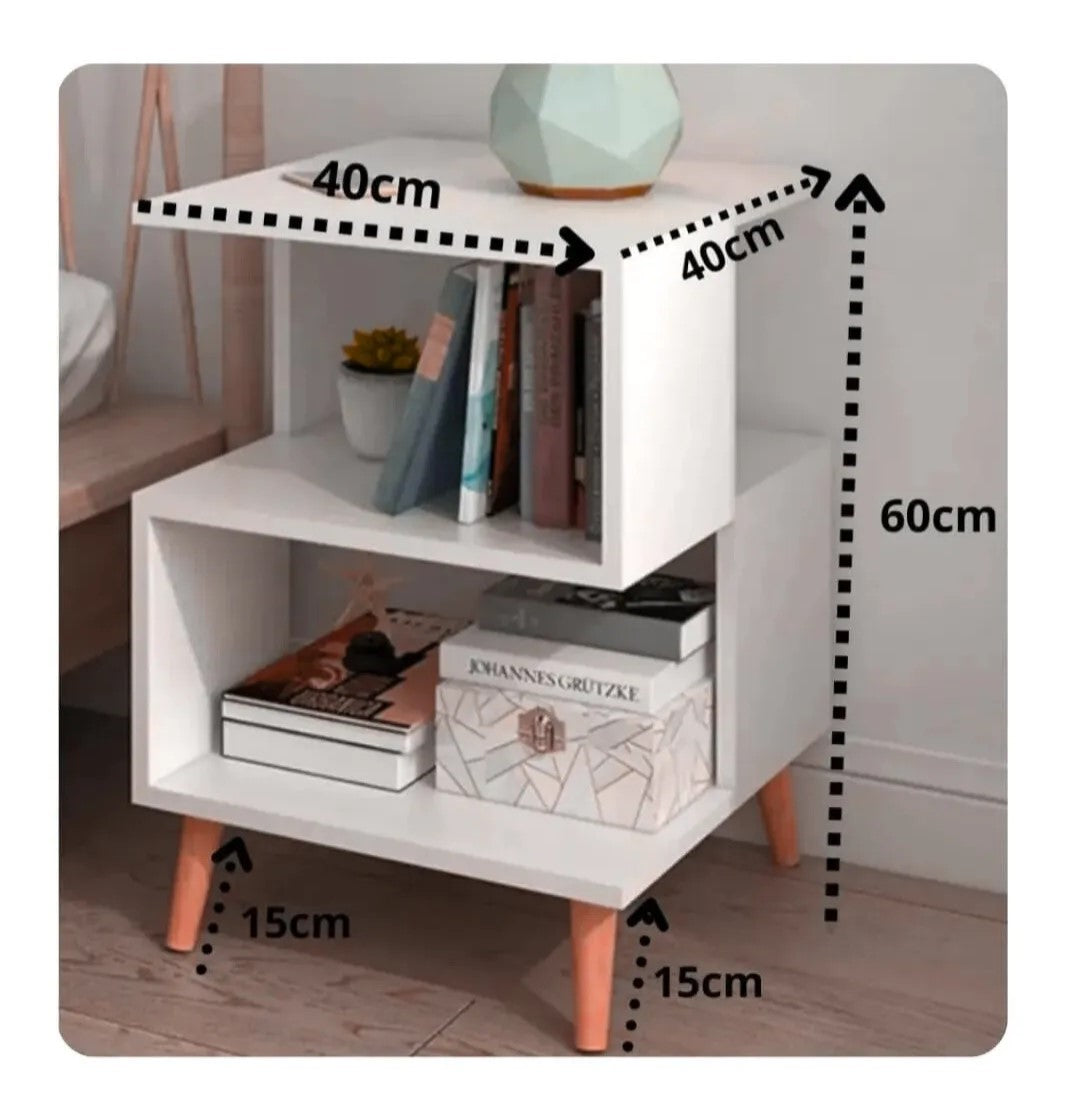 Table de Chevet Moderne en Bois avec Étagères