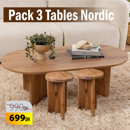 Pack Table Nordic + 2 tables appoint.