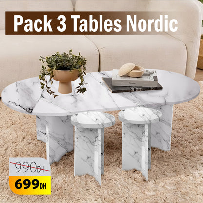 Pack Table Nordic + 2 tables appoint.
