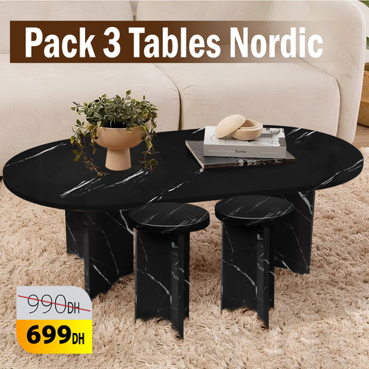 Pack Table Nordic + 2 tables appoint.