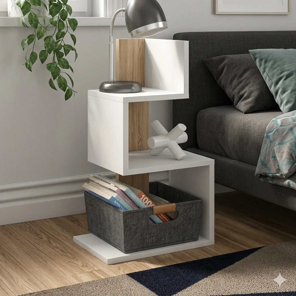Table de Chevet Moderne avec Rangement – Design Minimaliste