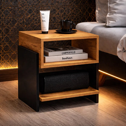 Table de Chevet Moderne en MDF Bois & Métal
