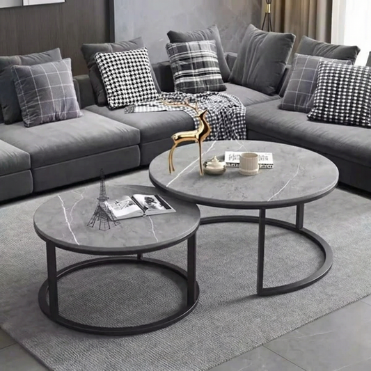 Tables gigones Rond 70/50 effet marbre