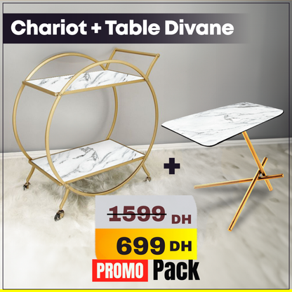 Pack chariot Service + table divane