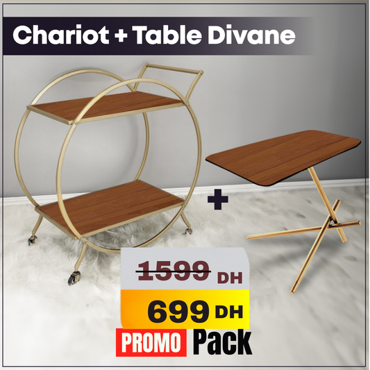 Pack chariot Service + table divane