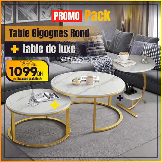 Tables gigones rond 70/50   + table de luxe