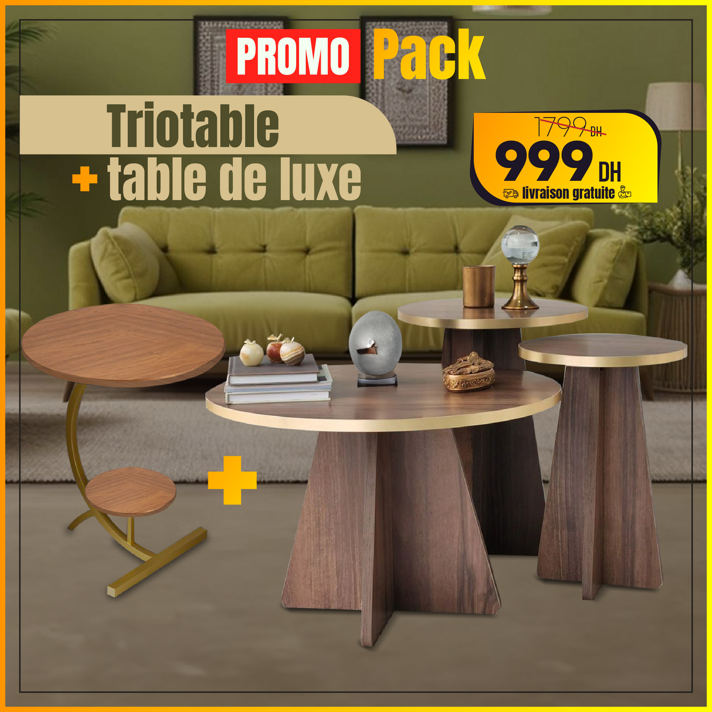 pack trio table rond + table de luxe.