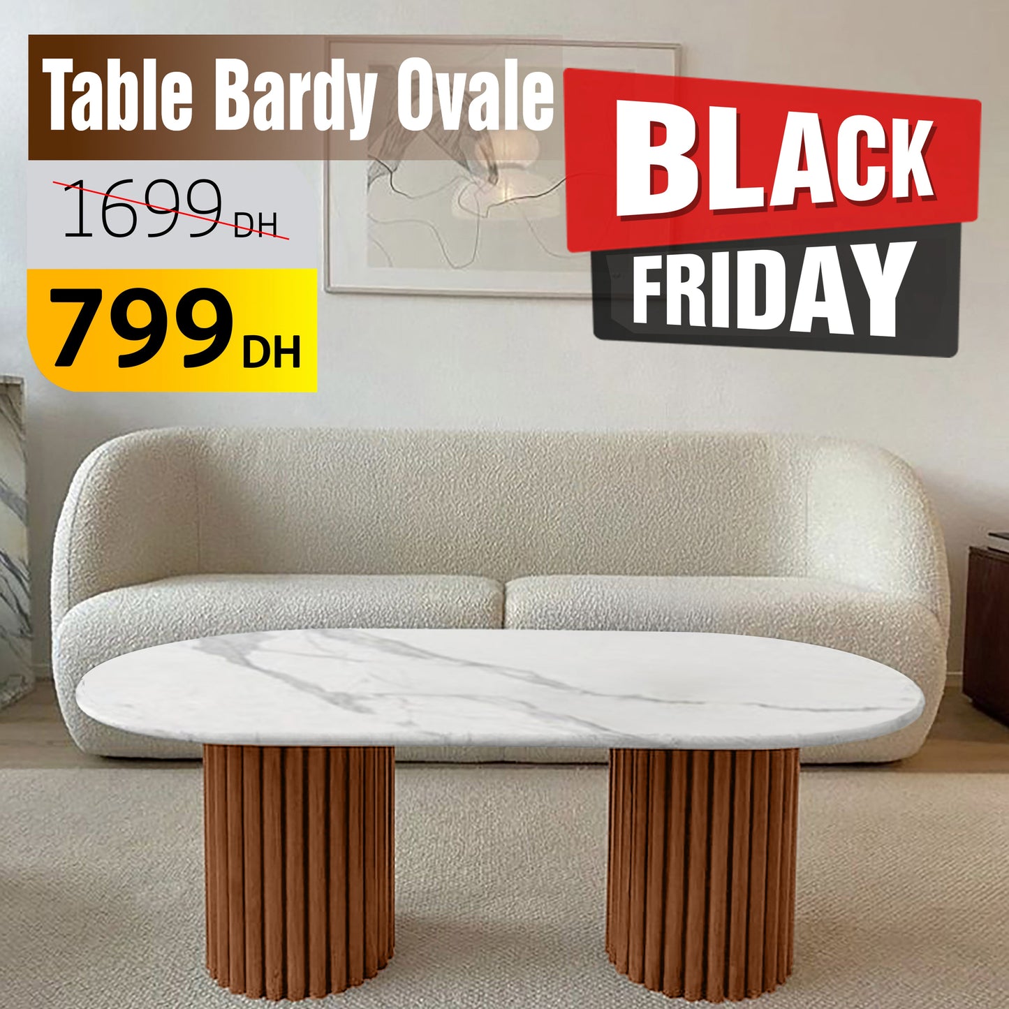 Table Bardy Ovale effet marbre