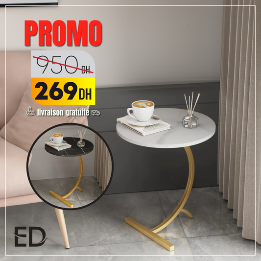 Table d'appoint en C effet marbre
