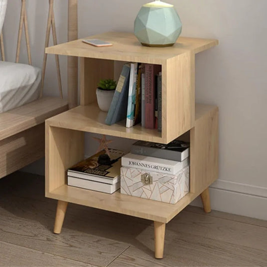 Table de Chevet Moderne en Bois avec Étagères